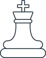 Chess King Icon In Black Line Art. vector