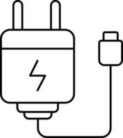 Charger Icon In Black Line Art. vector