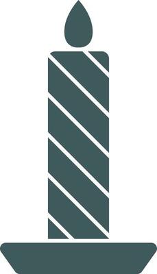 Burning Candle Icon In Gray And White Color.