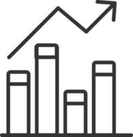 Growing Bar Graph Icon In Black Thin Line Art. vector