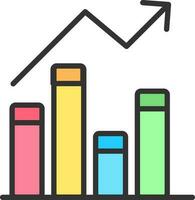 Colorful Growing Bar Graph Icon In Flat Style. vector