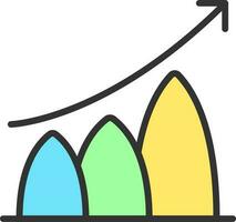 Colorful Growth Chart Icon In Flat Style. vector