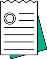 Invoice Or Receipt Icon In Green And White Color. vector