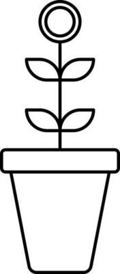 Economy Or Money Plant In Stroke Style.
