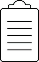 Clipboard With Paper Icon In Black Line Art. vector