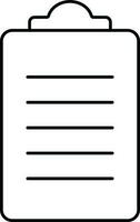 Clipboard With Paper Icon In Black Line Art. vector