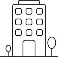 Illustration Of Building Icon In Stroke Style. vector