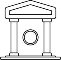 Illustration Of Bank Icon In Stroke Style. vector