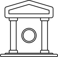 Illustration Of Bank Icon In Stroke Style. vector