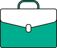 Illustration Of Briefcase Icon In Green And White Color. vector