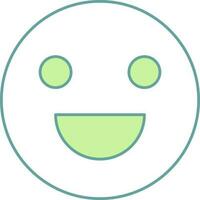 Happy Emoji Icon In Green And White Color. vector