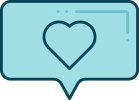 Favorite Or Love Chat Icon In Blue Color. vector