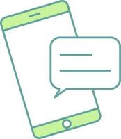 Green And White Color Message in Smartphone Icon. vector