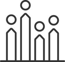 Financial Bar Graph Icon In Black Outline. vector