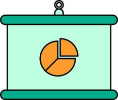 Pie Chart Over Canvas Board Icon In Green And Orange Color. vector