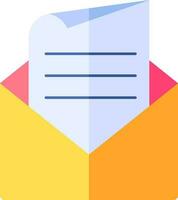 Open Envelope With Paper Icon In Blue And Yellow Color. vector