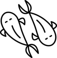 Illustration Of Fishes Icon In Thin Line Art. vector