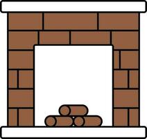 Brick Fireplace Icon In Brown And White Color. vector