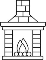 Isolated Chimney Or Fireplace Icon In Line Art. vector