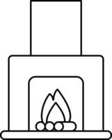 Flat Style Chimney Or Fireplace Icon In Black Outline. vector