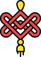 Red And Yellow Chinese Amulet Icon Or Symbol. vector
