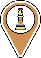 Bishop Chess Location Point Icon In Brown And Yellow Color. vector