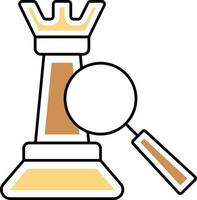 Search Or Check Chess Rook Icon In Yellow And Brown Color. vector