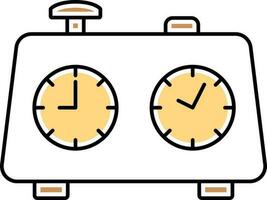 Chess Clock Icon In Yellow And White Color. vector