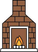 Fireplace Or Chimney Icon In Brown And White Color. vector