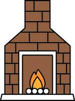 Fireplace Or Chimney Icon In Brown And White Color. vector