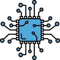 Circuit Chip Icon or Symbol in Blue Color. vector
