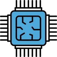 procesador chip icono en azul color. vector