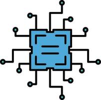 Circuit Or Microchip Icon in Blue Color. vector