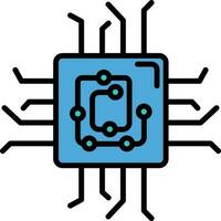 Circuit Or Computer Chip Icon In Blue Color. vector