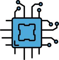 Isolated Microchip Icon in Blue Color. vector