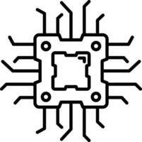 Flat Style Microchip Icon in Black Outline. vector