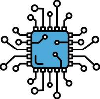 Circuit Chip Icon or Symbol in Blue Color. vector