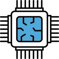 Processor Chip Icon in Blue and White Color. vector