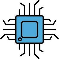 Integrated Circuit Or Microchip Icon In Blue Color. vector