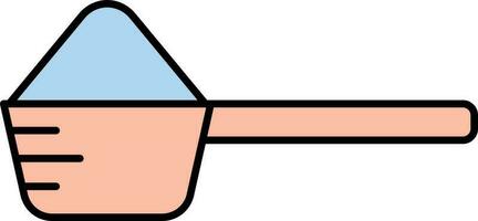 Flat Style Scoop Powder Icon In Blue And Peach Color. vector