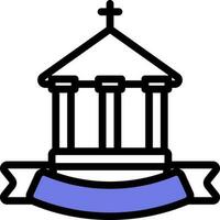 arqueológico o Iglesia icono en azul y blanco color. vector
