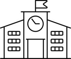 School Building Icon In Thin Line Art. vector