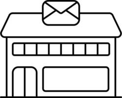 Flat Style Post Office Building Line Art Icon. vector