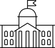 Flag In Government Building Line Art. vector