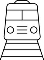 Train On Way Icon In Black Line Art. vector