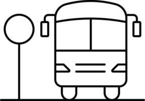 Black Outline Bus Stop Icon In Flat Style. vector