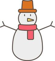 Colorful Snowman Icon In Flat Style. vector