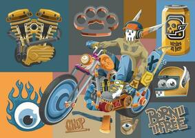 CHOPPER ROBOTIC BIKER vector