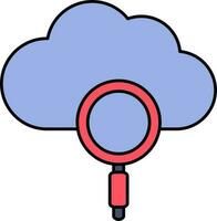 Isolated Cloud Searching Icon In Blue And Red Color. vector