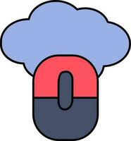 Cloud With Mouse Icon In Blue And Red Color. vector